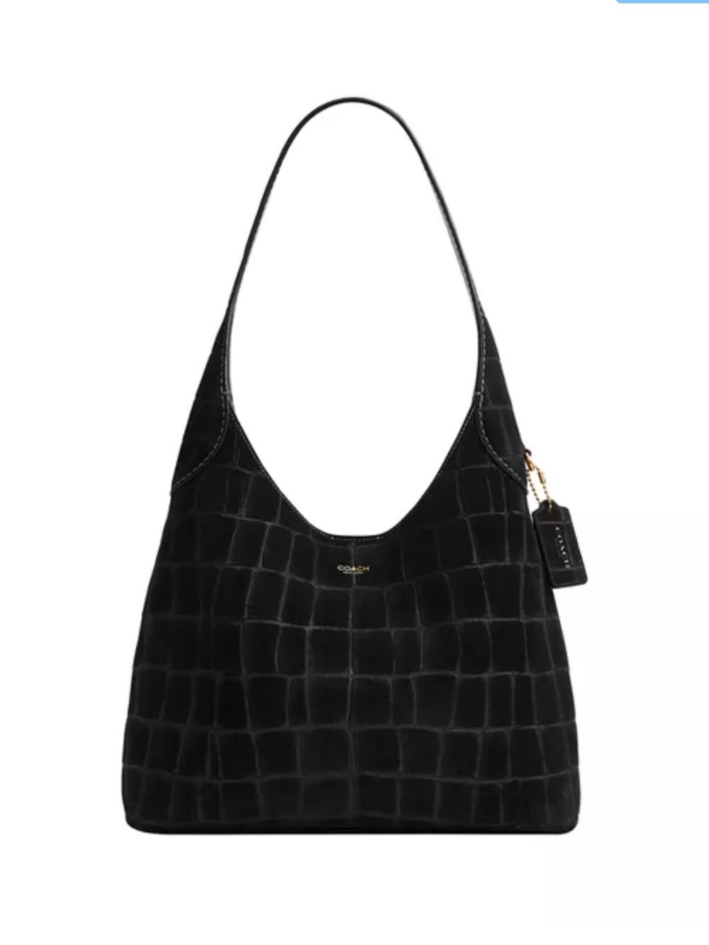 Coach Brooklyn Black Croc-Embossed Suede Shoulder Bag 28